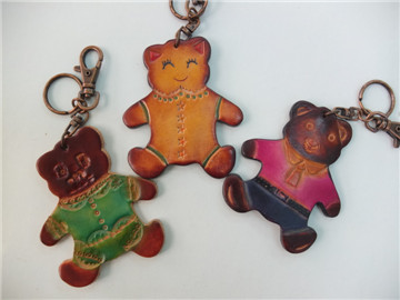 手工皮雕熊熊鑰匙圈產品圖